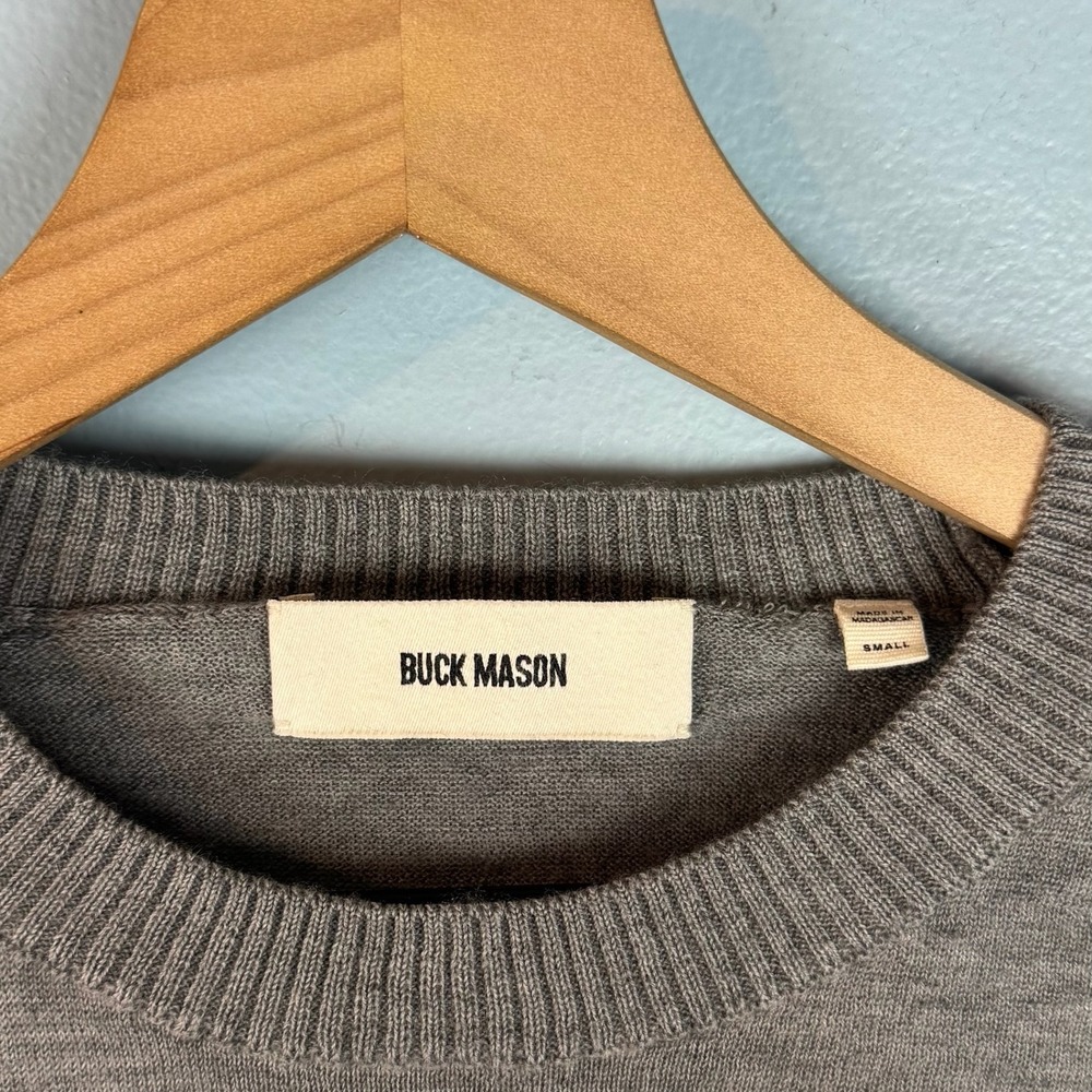 Buck Mason Womens Small Gray 100% Cashmere Crew Neck Long Sleeve Sweater FLAW - Picture 3 of 8